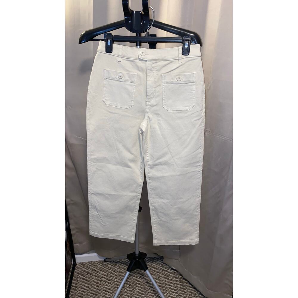 LOFT High Rise Wide Leg Crop Jeans Ivory Cream Denim Size 26 NWT